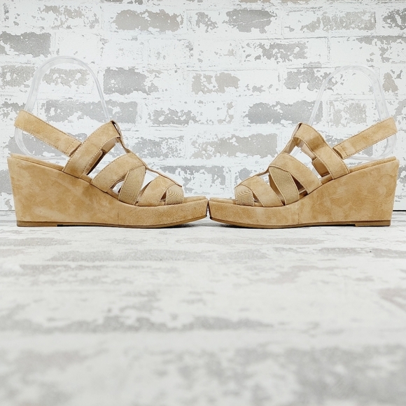 New Pelle Moda Kym Tan Suede Platform Wedge Sandals E739 - Picture 7 of 15